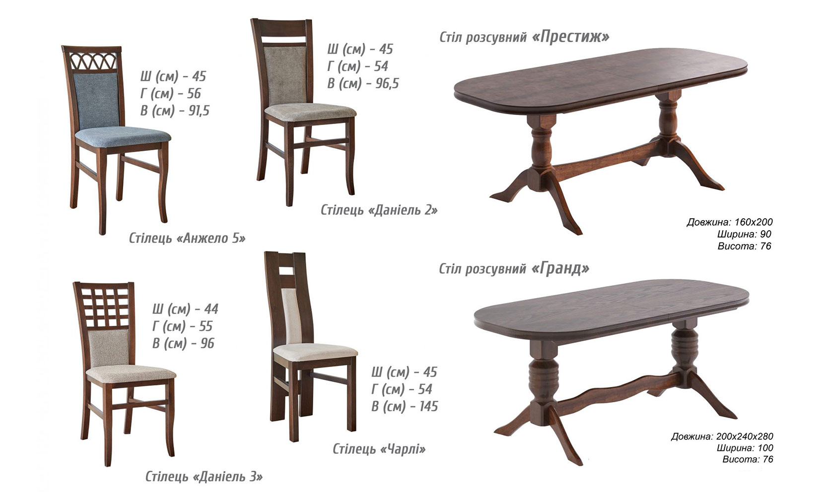 Кухонний стілець Чарлі стілець (к-т 2шт) горіх - фото 2