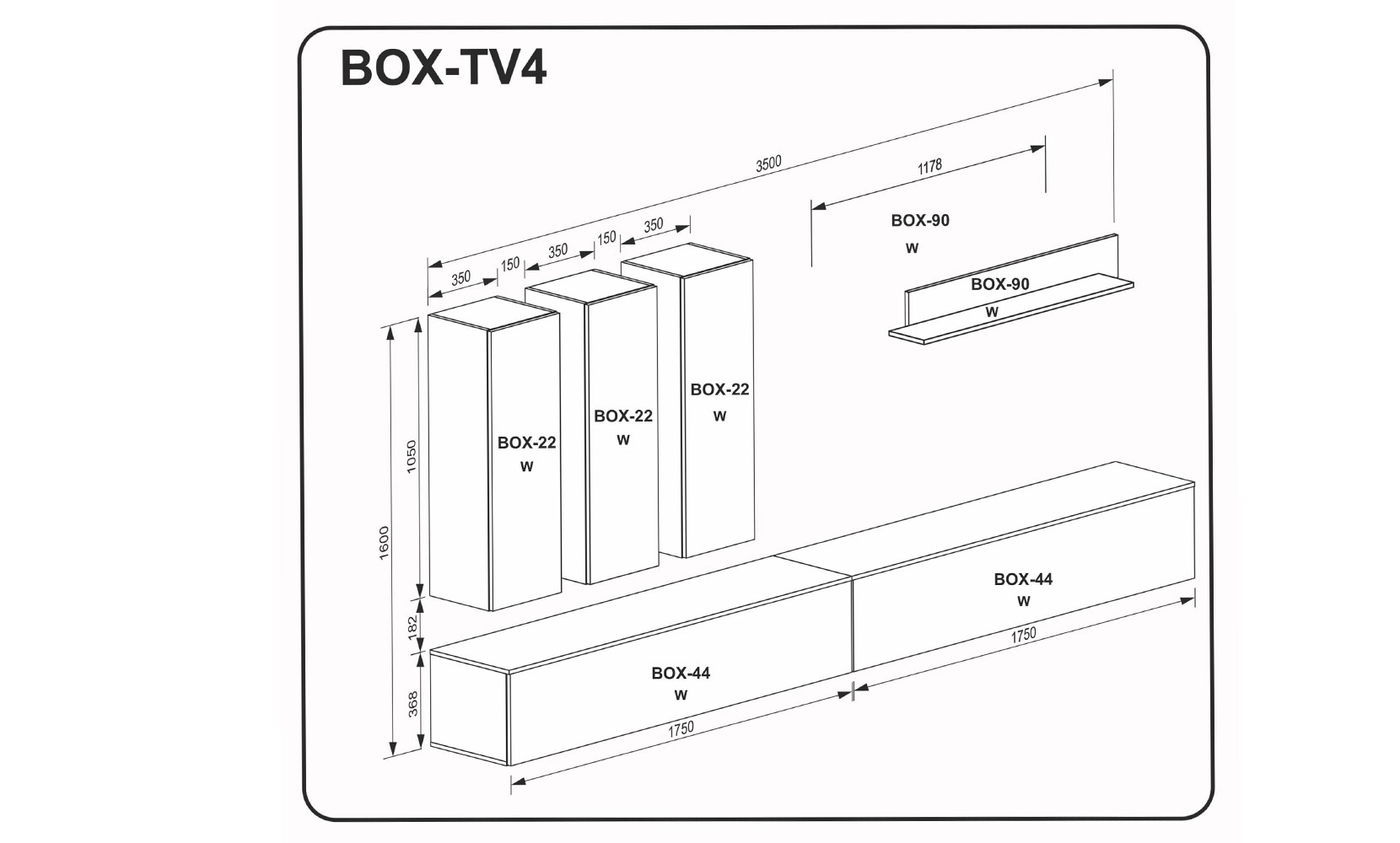 Готові рішення для вітальні BOX TV4 глянець білий - фото 2