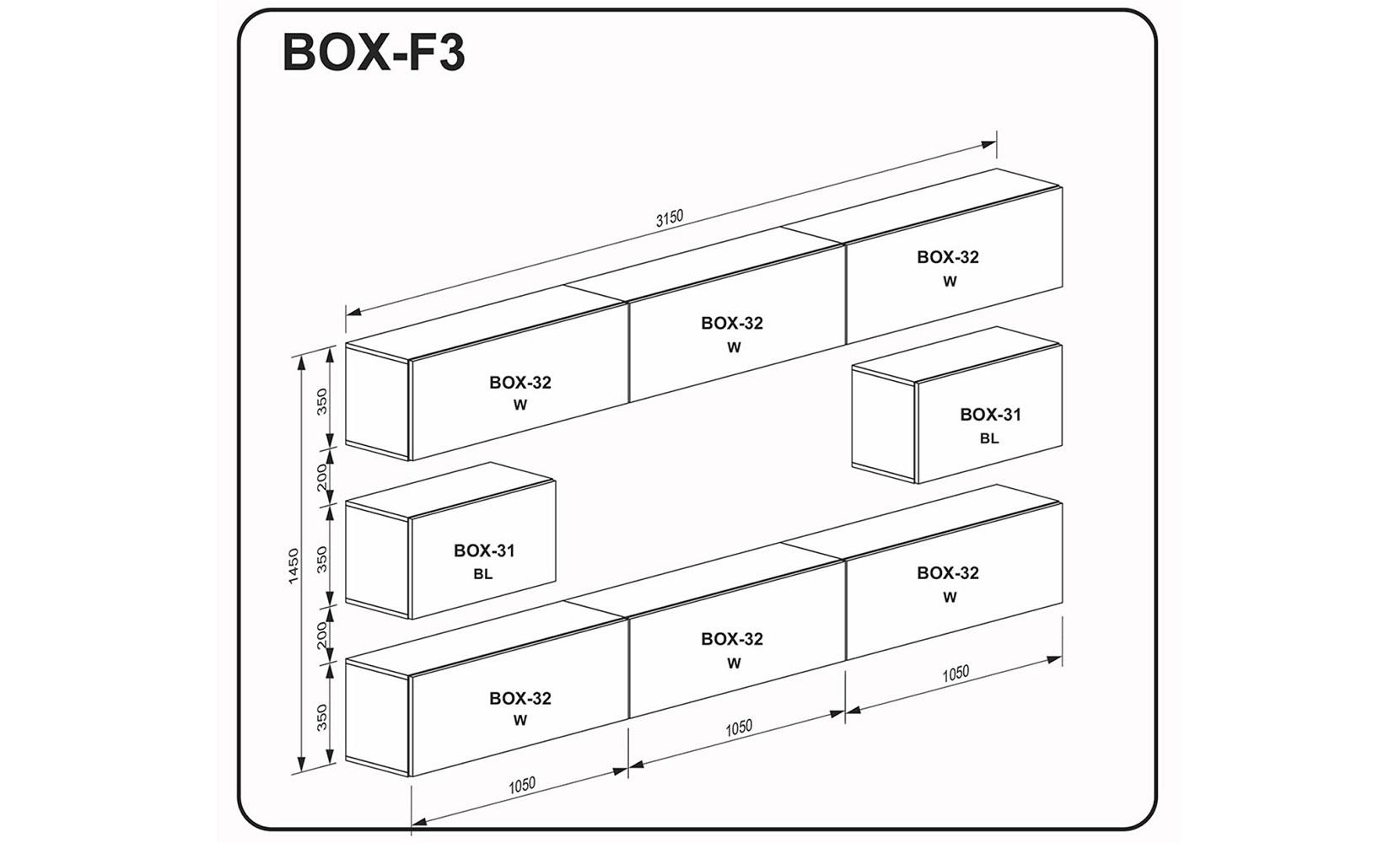 Готові рішення для вітальні BOX F3 глянець білий/глянец чорний - фото 2