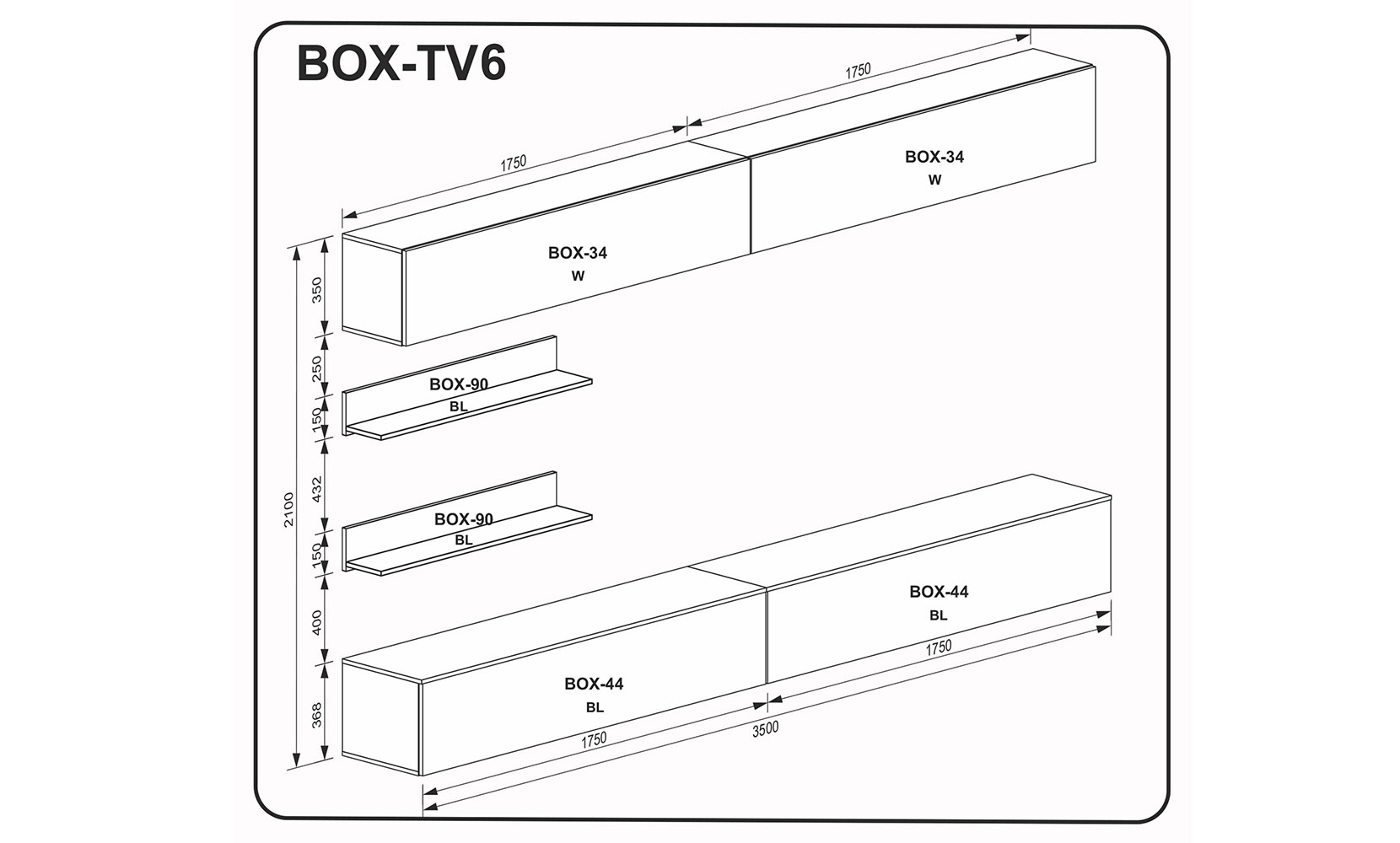Готові рішення для вітальні BOX TV6 глянець білий - фото 2