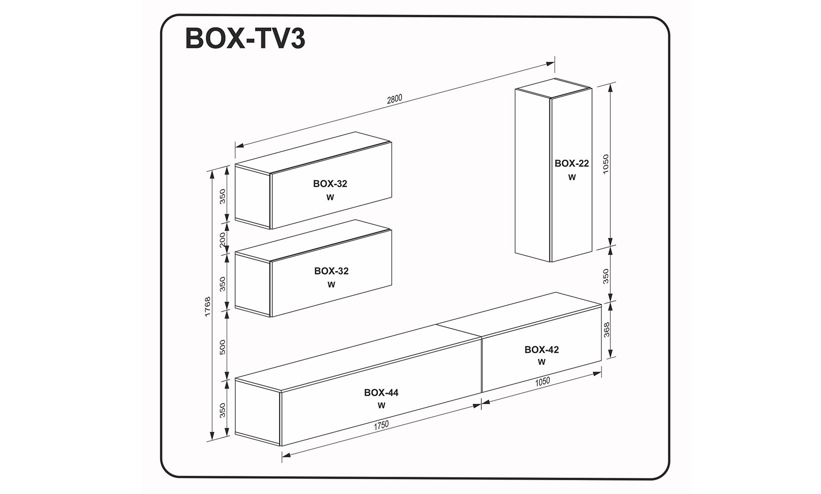 Готові рішення для вітальні BOX TV3 глянець білий/глянець чорний - фото 2