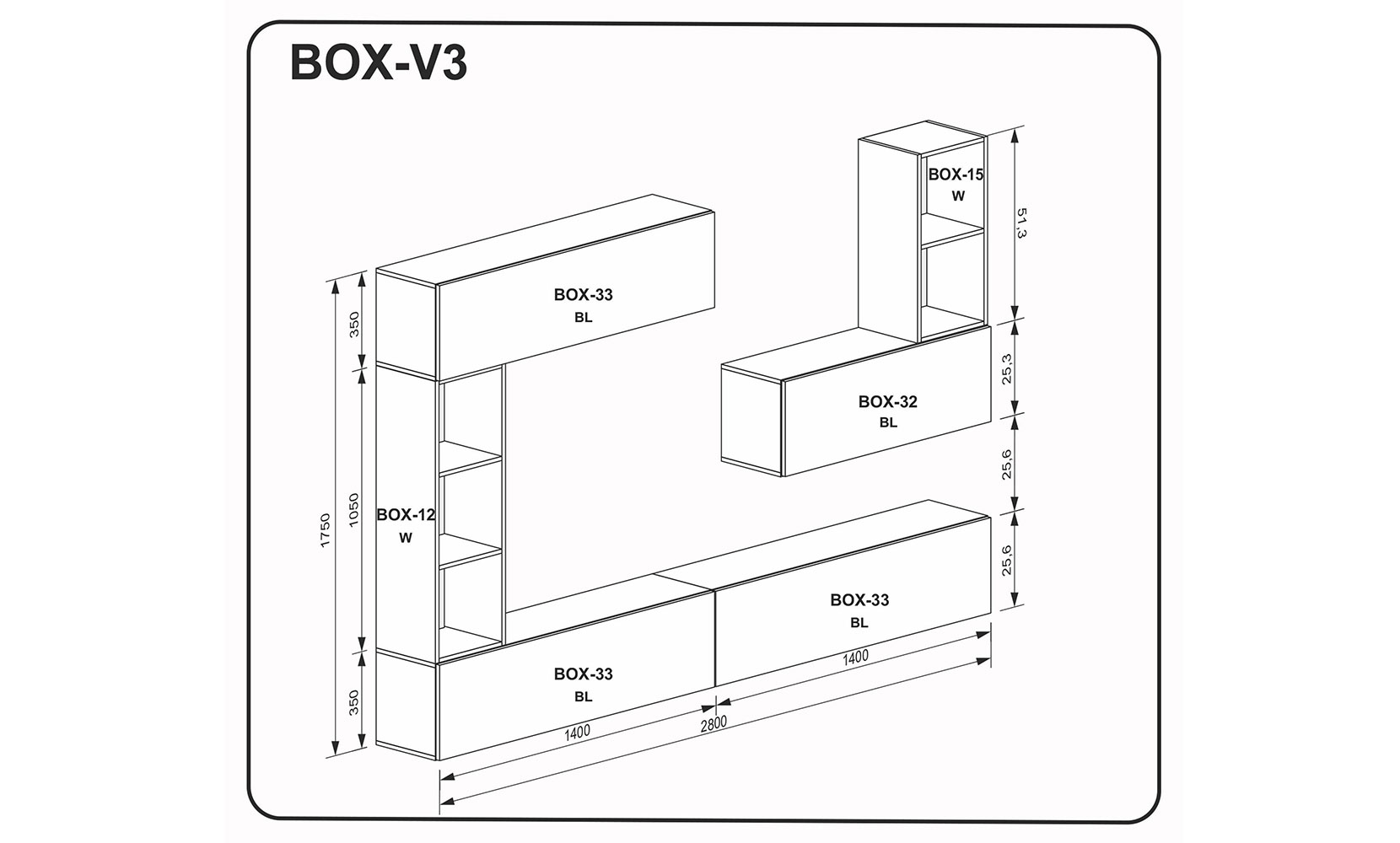 Готові рішення для вітальні BOX V3 глянець білий/глянець чорний - фото 2