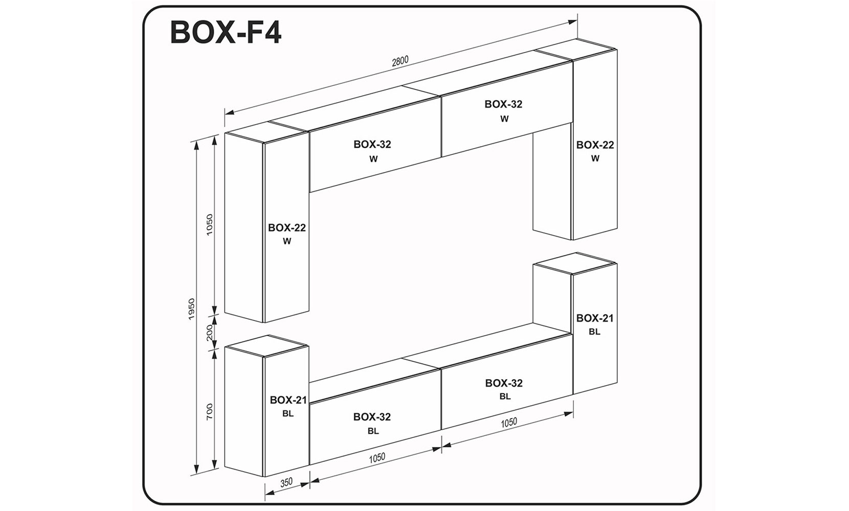 Готові рішення для вітальні BOX F4 глянець білий/глянець чорний - фото 2