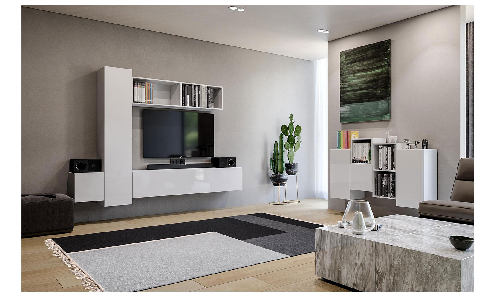 Тумба ТВ секція BOX 44 TV глянець білий - фото 2 Тумба ТВ секція BOX 44 TV глянець білий - фото 2