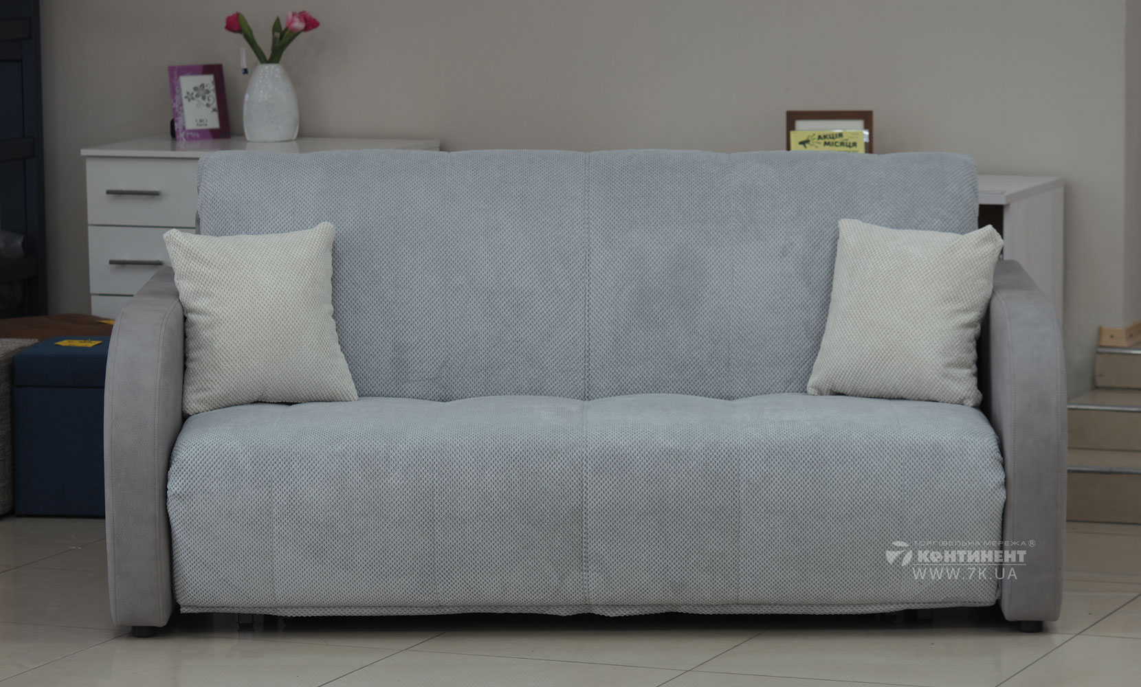 Прямий диван Ромер 1,6 з коробом zefir plus 8-12/largo світло сірий - фото 2