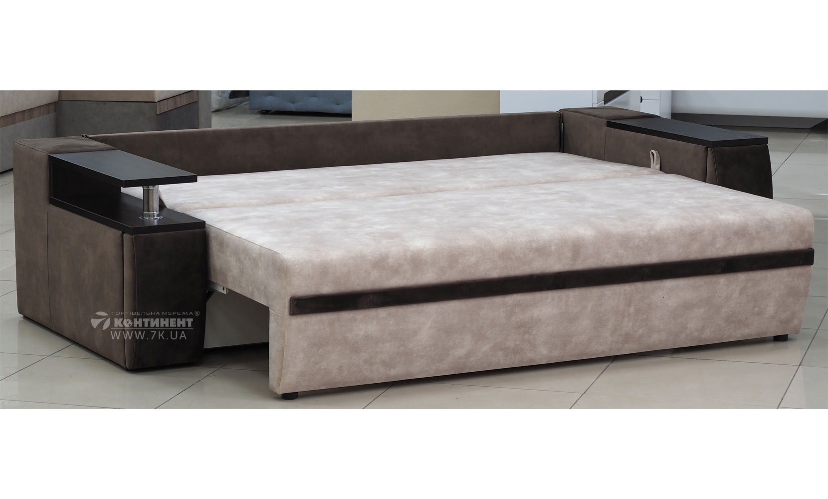 Прямий диван Атіка Line NEW (АКЦІЯ) palladium 2 beige/semce 17 brown Т/венге - фото 3