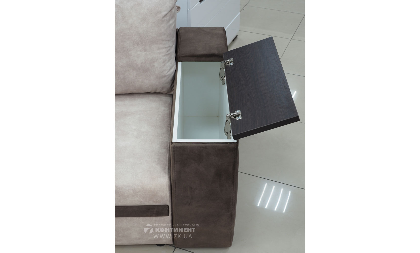 Прямий диван Атіка Line NEW (АКЦІЯ) palladium 2 beige/semce 17 brown Т/венге - фото 5