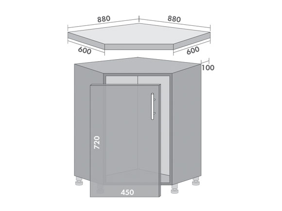 Сегменти кухонь ENGLAND 1к Н89 мийка металік/сілк камелія