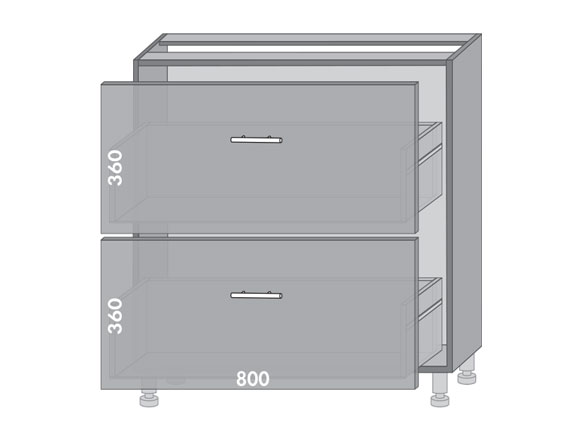 Сегменти кухонь ENGLAND 1к Н82 з шухлядами металік/сілк камелія