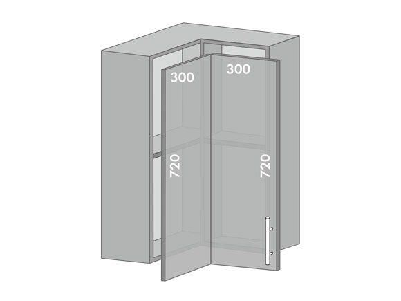 Сегменти кухонь HIGH GLOSS 1к В55 аляска біла/латте глянець - фото 1