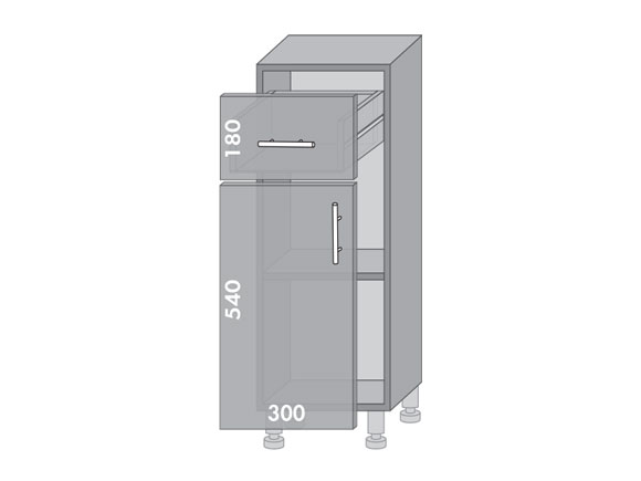 Сегменти кухонь HIGH GLOSS 1к Н32 двері+шухляда аляска біла/латте глянець