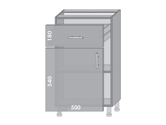 Сегменти кухонь HIGH GLOSS 1к Н52 двері+шухляди аляска біла/латте глянець