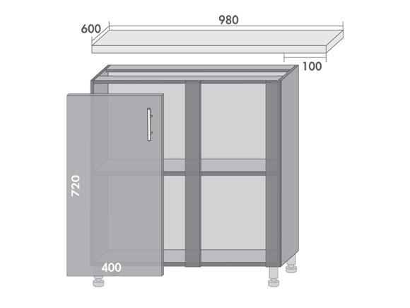 Сегменти кухонь MIRROR GLOSS Н90 металік/сірий Сегменти кухонь MIRROR GLOSS Н90 металік/сірий