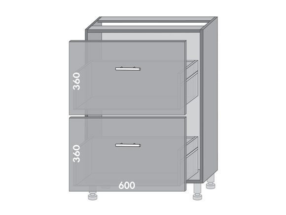 Сегменти кухонь MIRROR GLOSS Н62 з шухлядами металік/сірий Сегменти кухонь MIRROR GLOSS Н62 з шухлядами металік/сірий