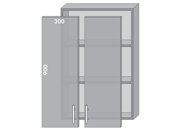 Сегменти кухонь MIRROR GLOSS В960 металік/сірий - фото 1