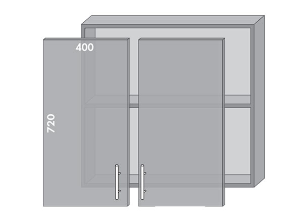 Сегменти кухонь MIRROR GLOSS В80 металік/сірий - фото 1