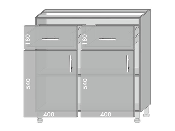 Сегменти кухонь MIRROR GLOSS Н820 двері+шухляди металік/сірий - фото 1