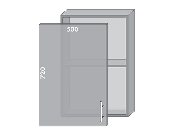 Сегменти кухонь MIRROR GLOSS В 50 вітрина металік/ рамка+матове скло - фото 1
