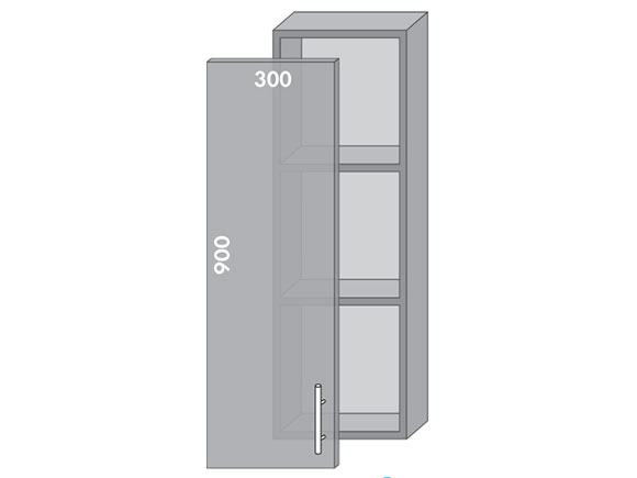 Сегменти кухонь HIGH GLOSS 1к В930 вітрина аляска біла/ МДФ рамка+матове скло - фото 1