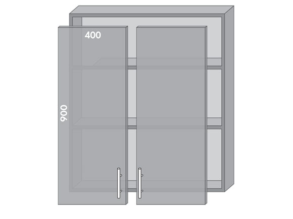 Сегменти кухонь HIGH GLOSS 1к В980 вітрина аляска біла/ МДФ рамка+матове скло