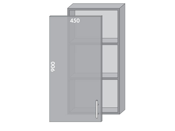 Сегменти кухонь HIGH GLOSS 1к В945 вітрина аляска біла/ МДФ рамка+матове скло - фото 1
