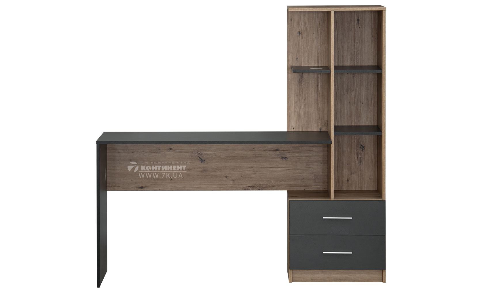 Письмовий та комп'ютерний стіл Флекс правий дуб артизан/антрацит - фото 2