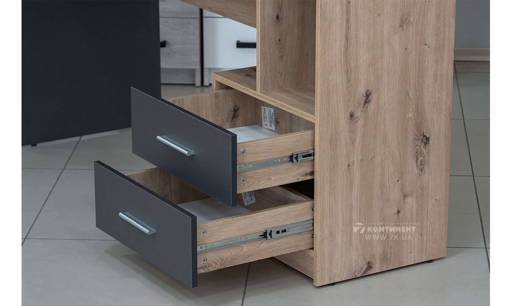 Письмовий та комп'ютерний стіл Флекс правий дуб артизан/антрацит - фото 3