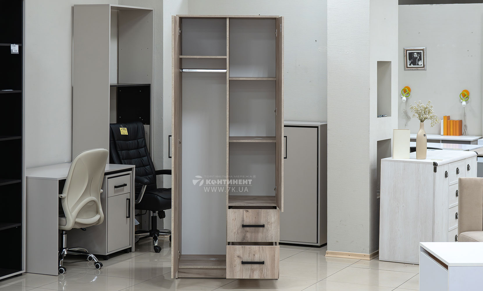 Шафа у спальню Simple 2Д+2Ш дуб крафт сірий - фото 3 Шафа у спальню Simple 2Д+2Ш дуб крафт сірий - фото 3