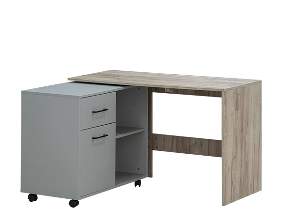 Стіл офісний кутовий поворотний (лівий) дуб крафт сірий/шиншила грей