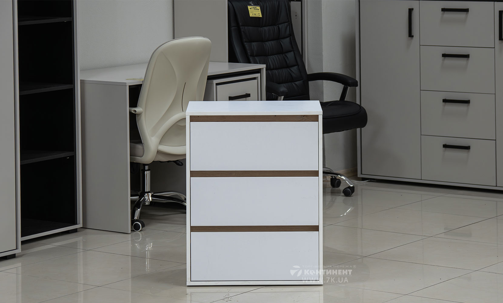 Комод Ідея К 760/600/3Ш німфея альба/дуб артизан - фото 2