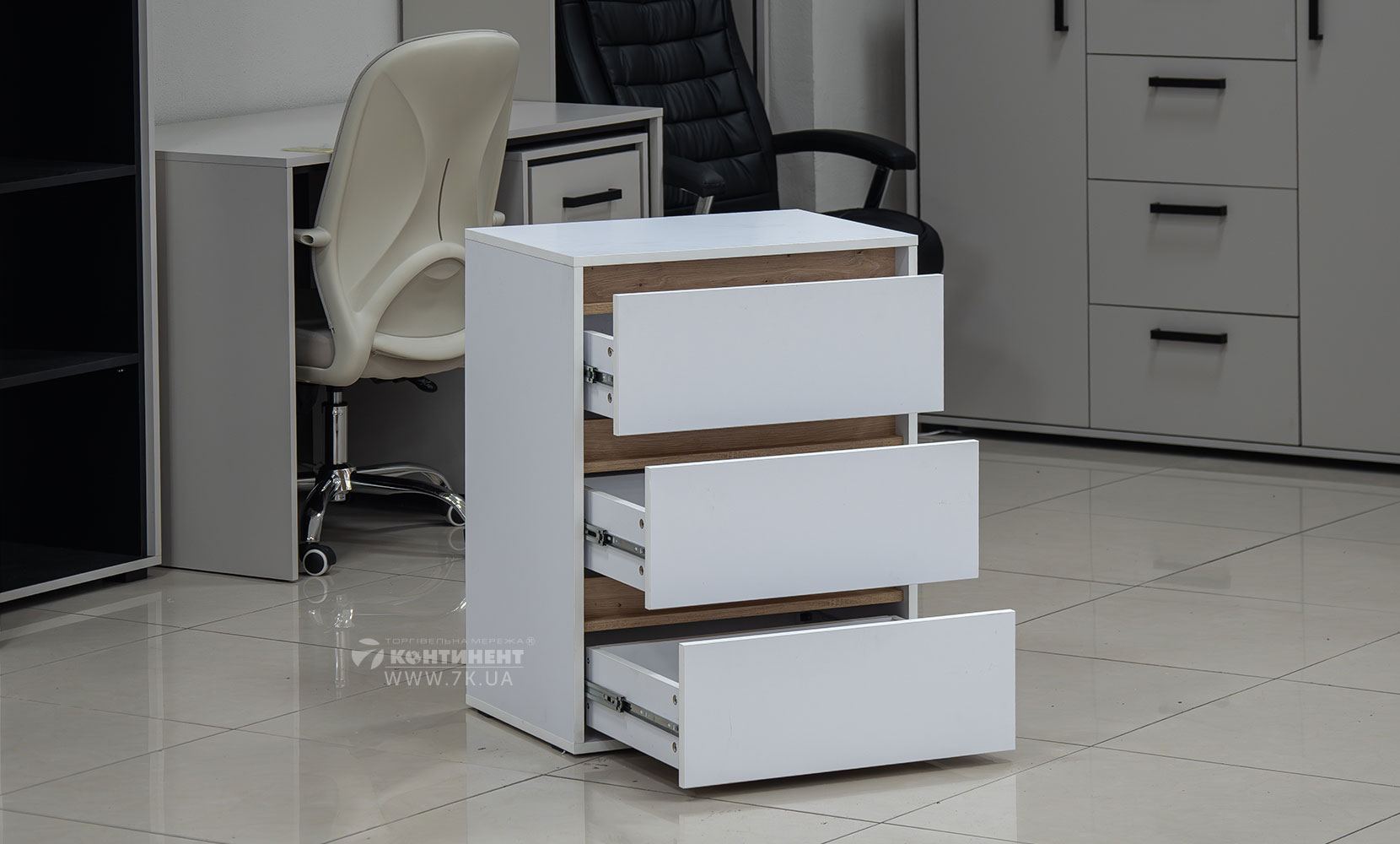 Комод Ідея К 760/600/3Ш німфея альба/дуб артизан - фото 3