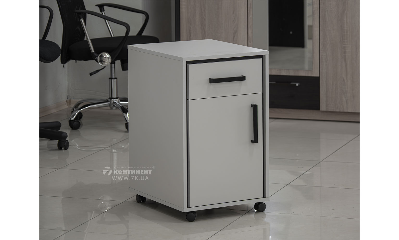 Письмовий та комп'ютерний стіл Прайм тумба KON 1D1S Кашемір/Чорний - фото 2 Письмовий та комп'ютерний стіл Прайм тумба KON 1D1S Кашемір/Чорний - фото 2