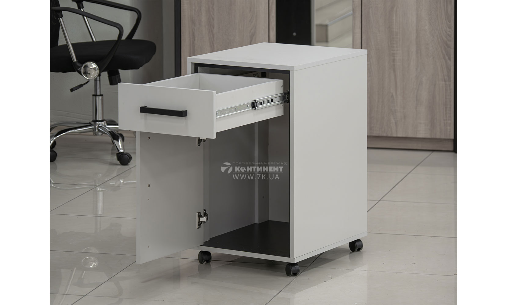 Письмовий та комп'ютерний стіл Прайм тумба KON 1D1S Кашемір/Чорний - фото 4 Письмовий та комп'ютерний стіл Прайм тумба KON 1D1S Кашемір/Чорний - фото 4