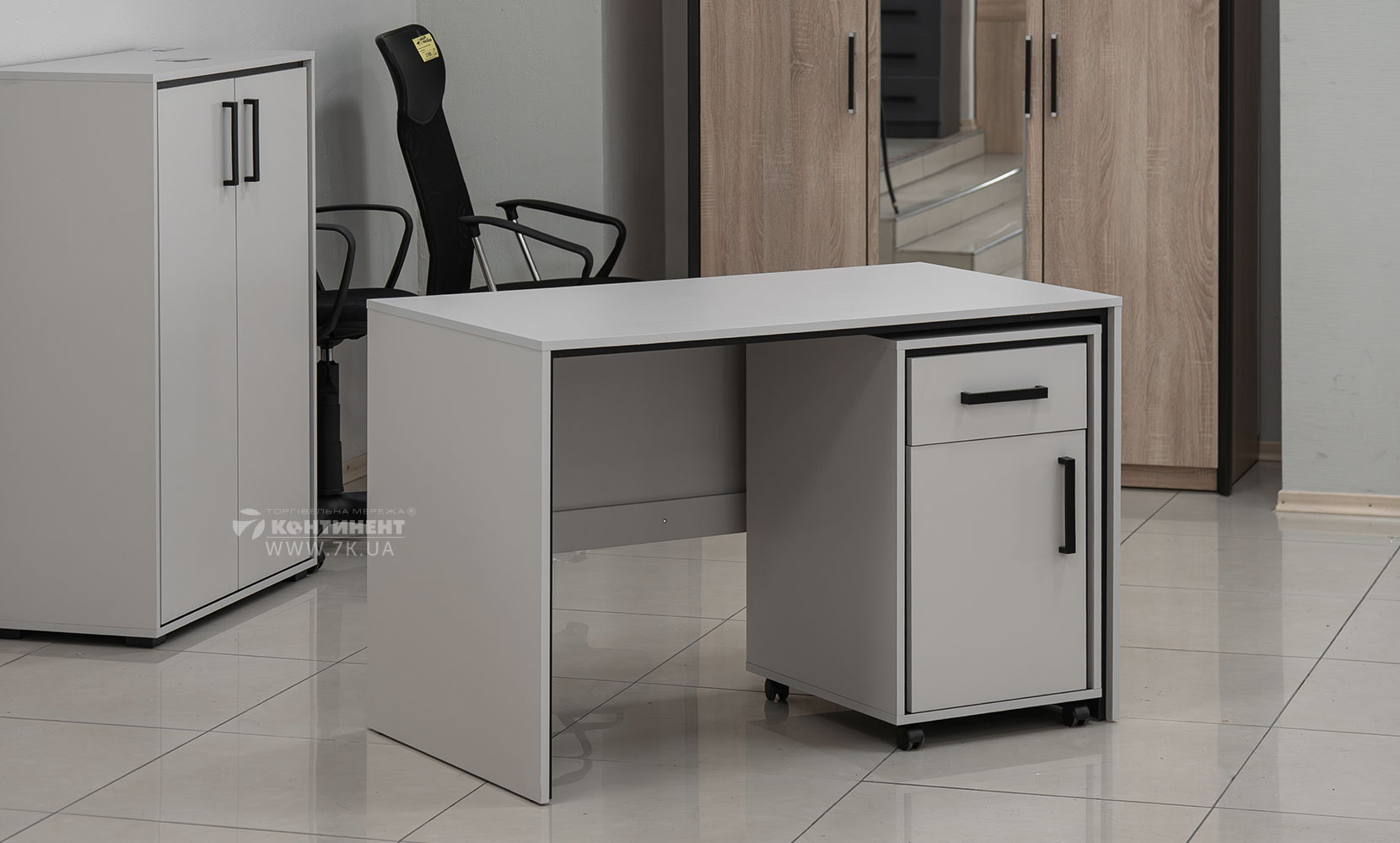Письмовий та комп'ютерний стіл Прайм тумба KON 1D1S Кашемір/Чорний - фото 3 Письмовий та комп'ютерний стіл Прайм тумба KON 1D1S Кашемір/Чорний - фото 3