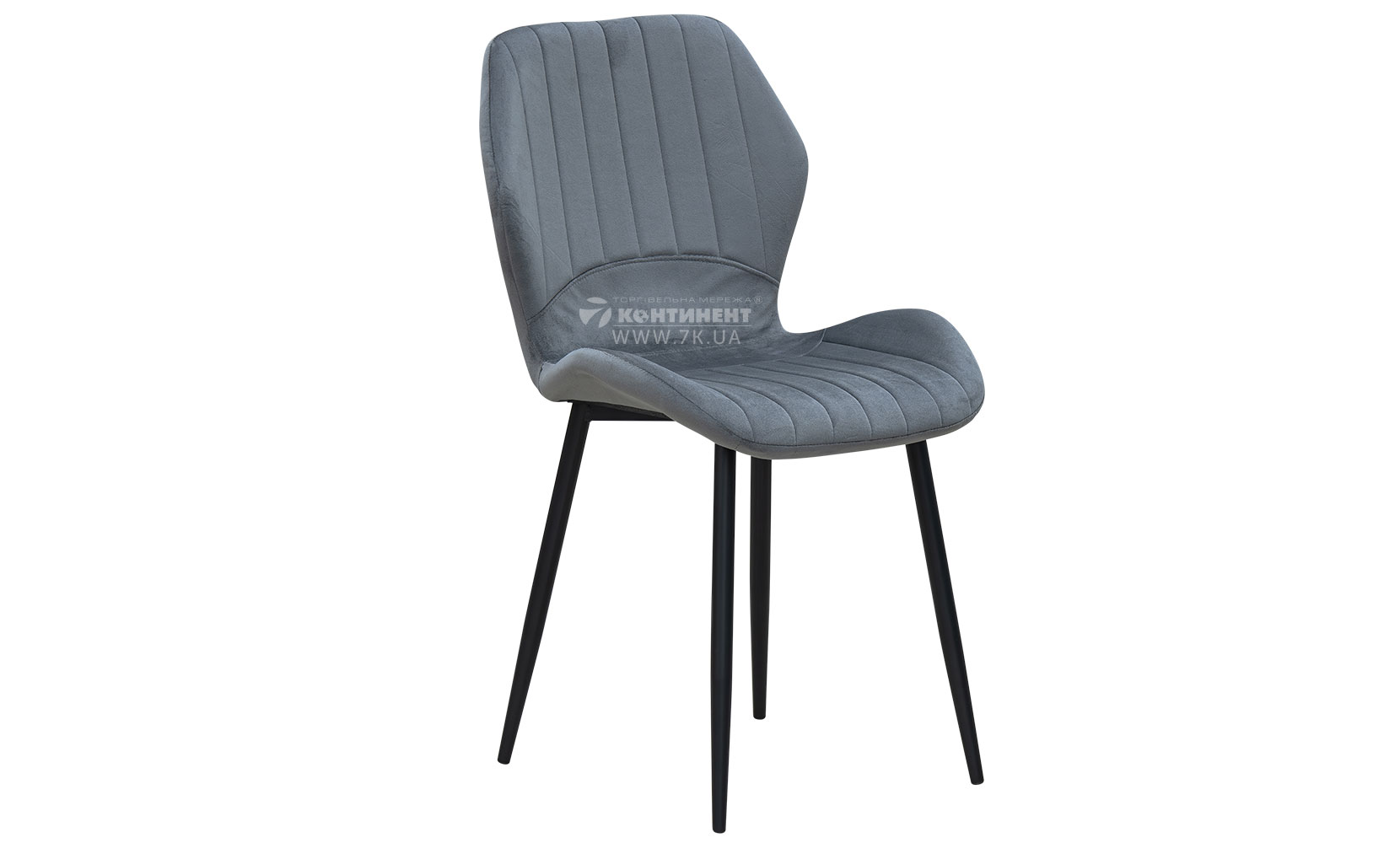 Кухонний стілець Леон стілець (кратно 4) чорний/велюр попелястий - фото 1