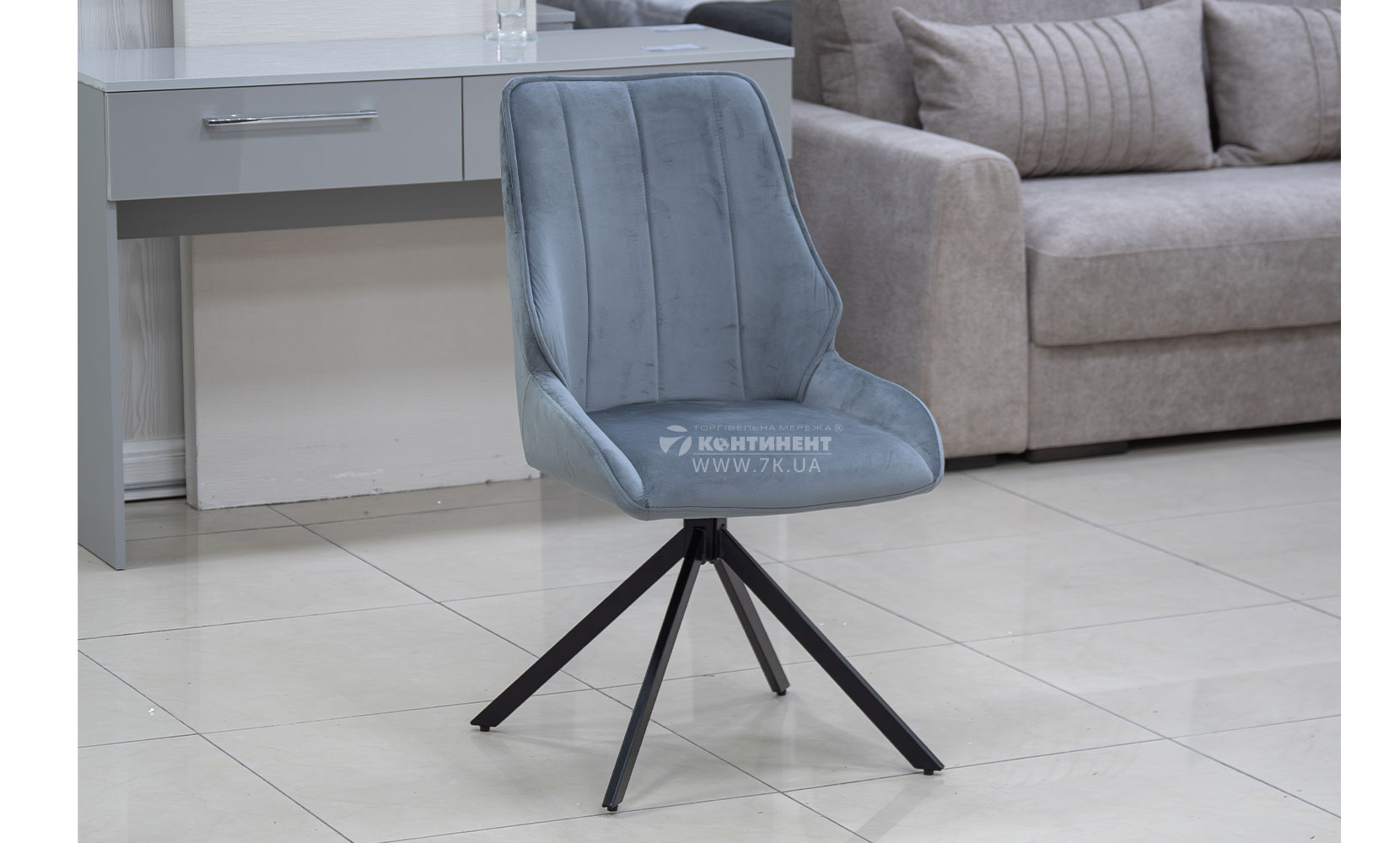 Кухонний стілець Спінер стілець (кратно 4) чорний/велюр сірий - фото 3