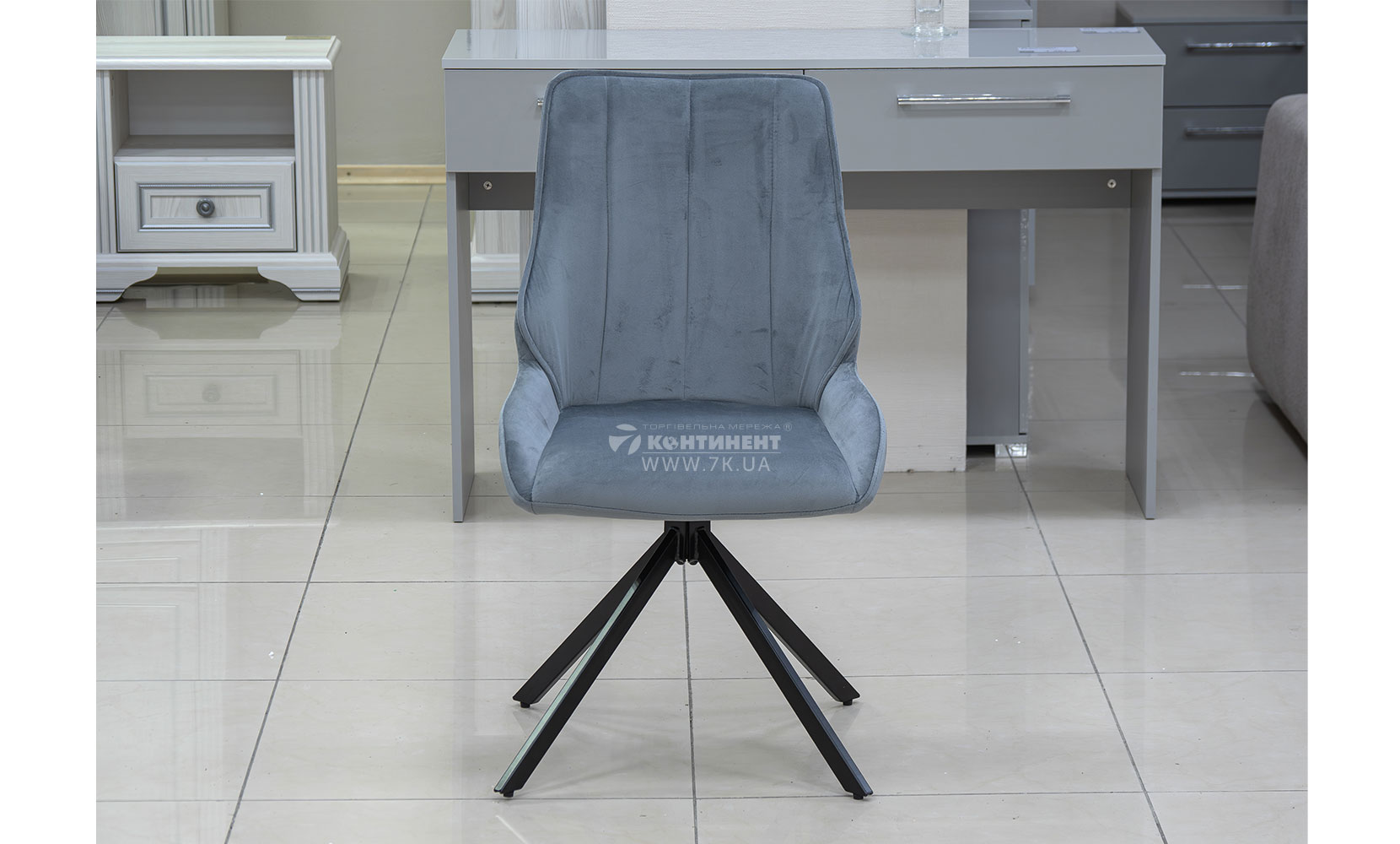 Кухонний стілець Спінер стілець (кратно 4) чорний/велюр сірий - фото 2