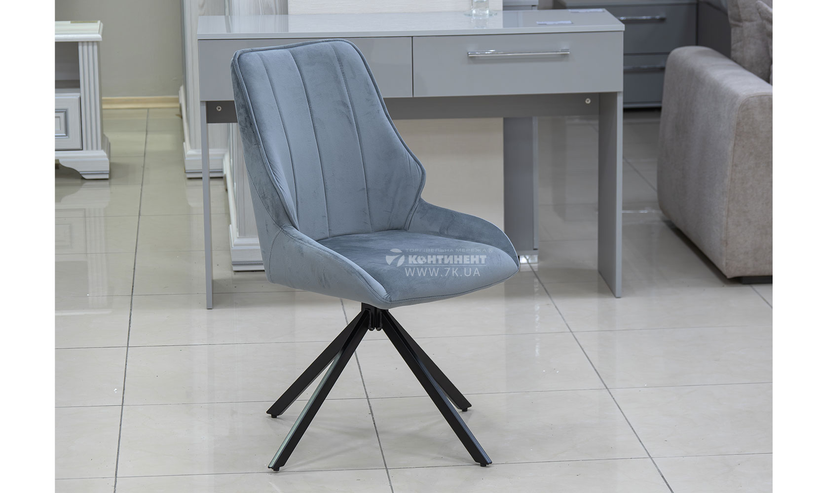 Кухонний стілець Спінер стілець (кратно 4) чорний/велюр сірий - фото 4