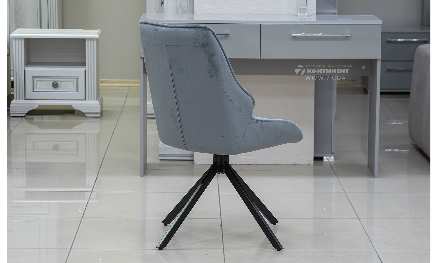 Кухонний стілець Спінер стілець (кратно 4) чорний/велюр сірий - фото 6