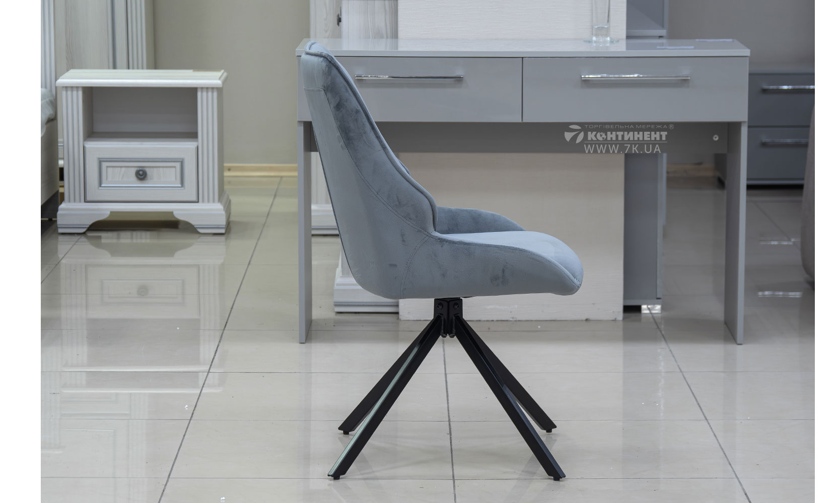 Кухонний стілець Спінер стілець (кратно 4) чорний/велюр сірий - фото 5