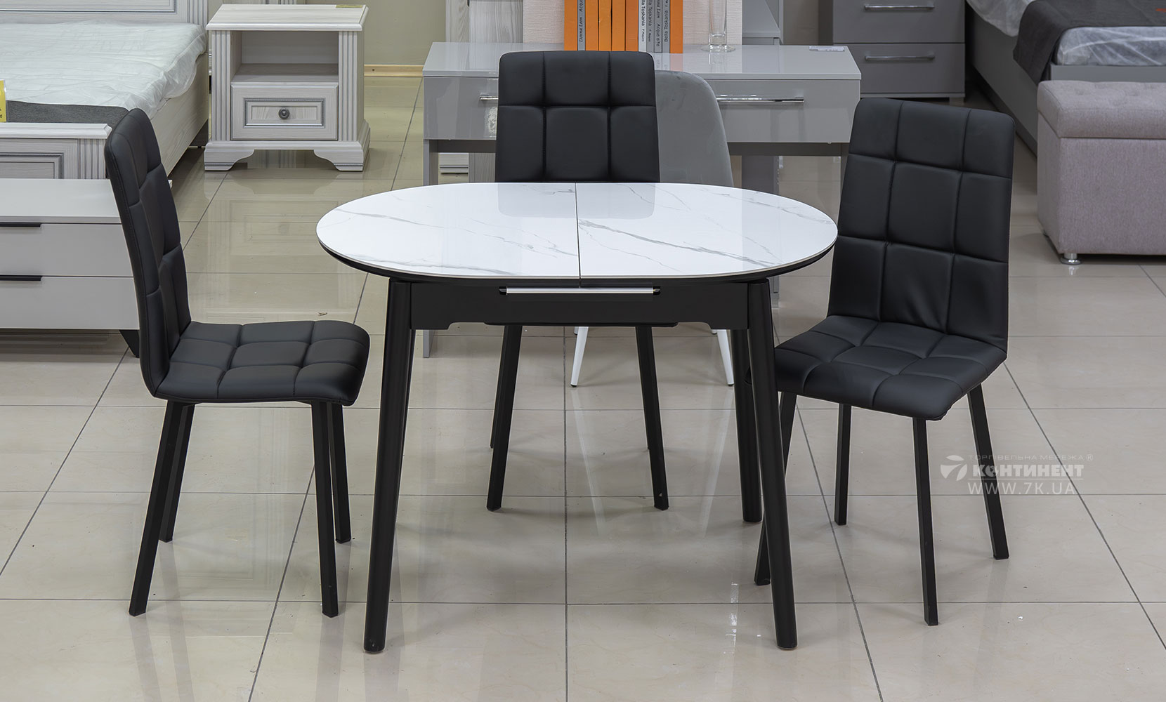 Кухонний стіл Тітан XS-1309 чорний/керам білий - фото 2 Кухонний стіл Тітан XS-1309 чорний/керам білий - фото 2