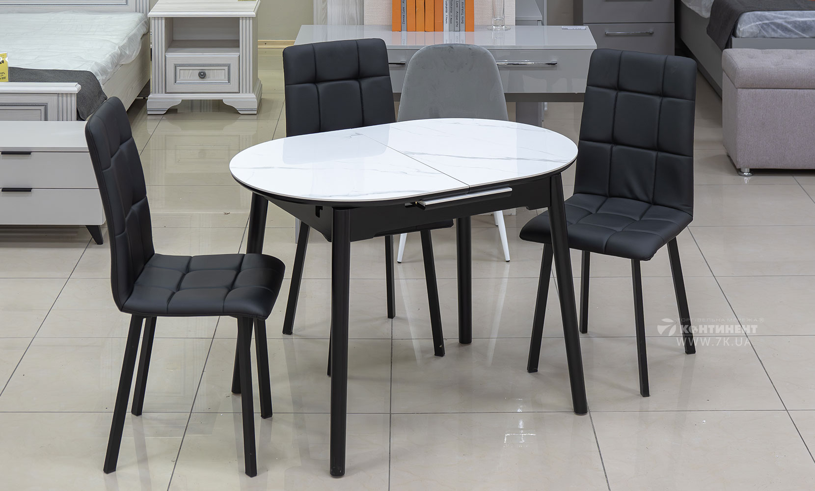 Кухонний стіл Тітан XS-1309 чорний/керам білий - фото 3 Кухонний стіл Тітан XS-1309 чорний/керам білий - фото 3