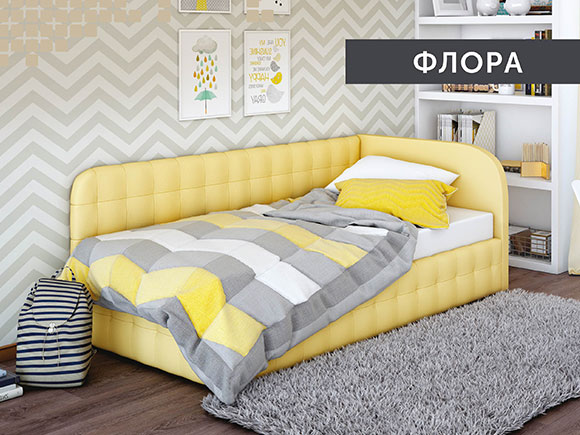 Флора 90*200 з підйом.механізмом, б/м в тканині 1кат