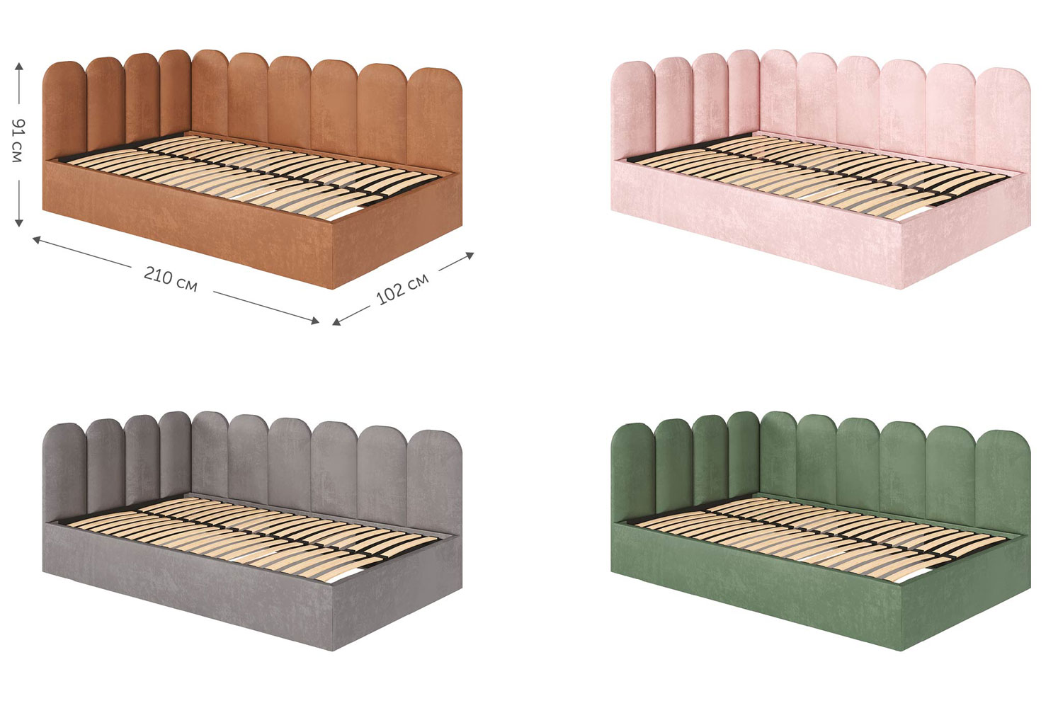 М'які ліжка Хеппі 90*200 з підйом.механізмом, б/м в тканині 1кат - фото 2