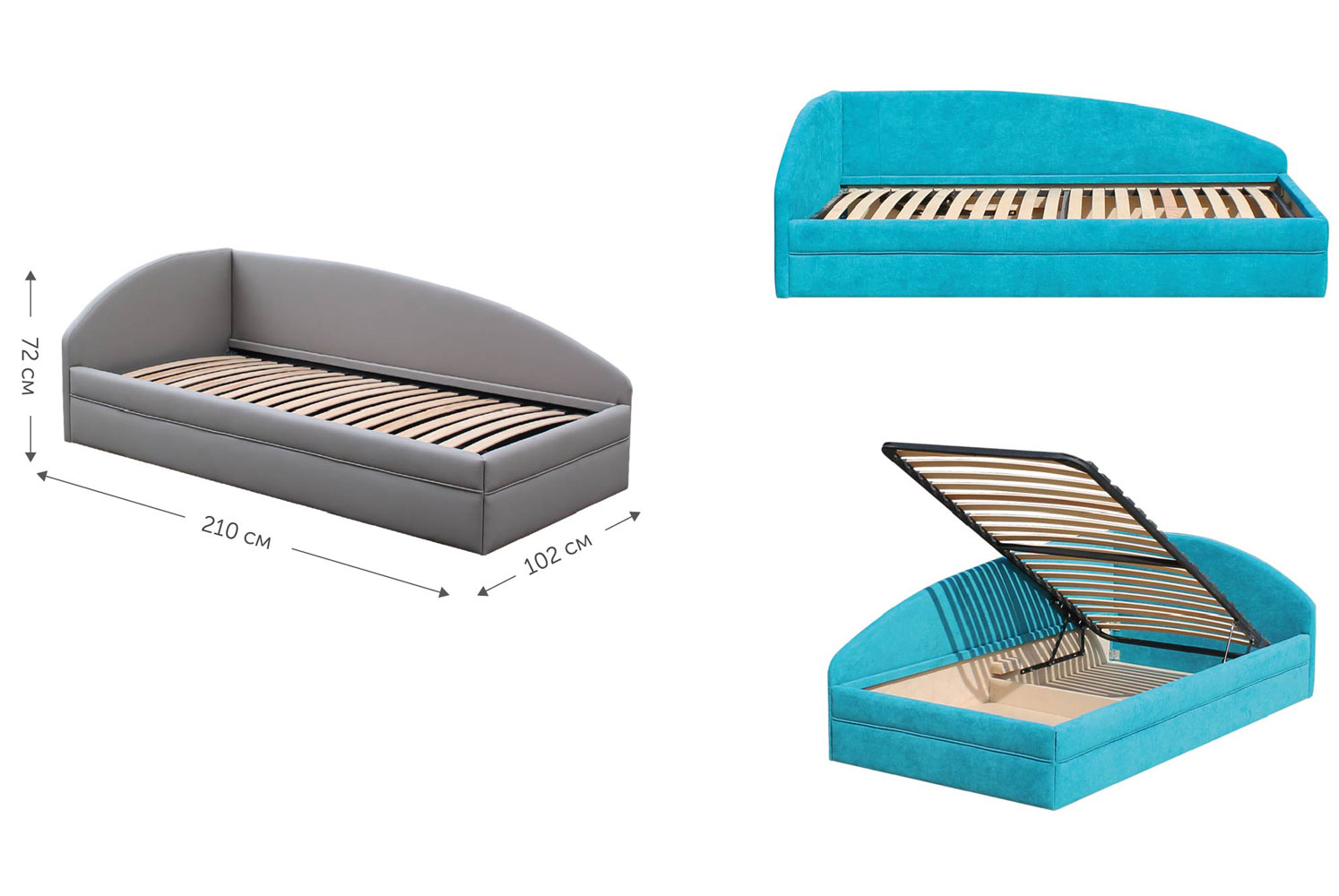 М'які ліжка Джуніор 90*200 з підйом.механізмом, б/м в тканині 1кат - фото 2