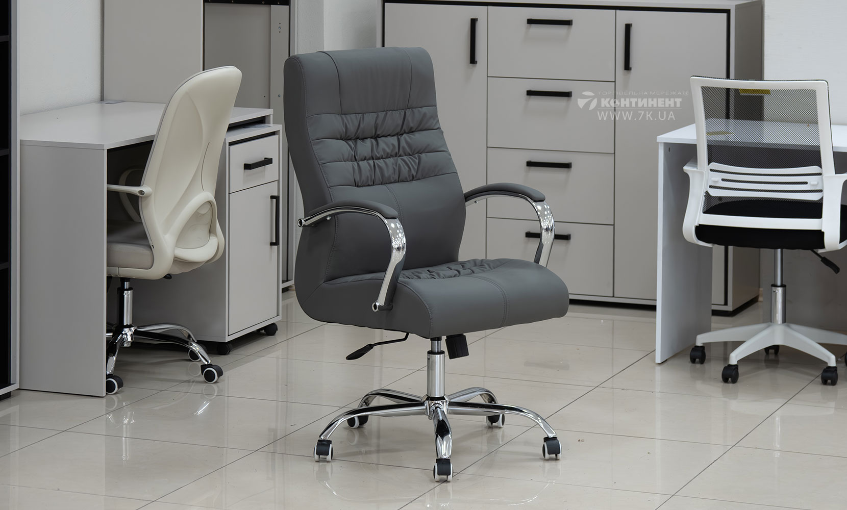 Офісне крісло Стілець офісний Лінк сірий - фото 2
