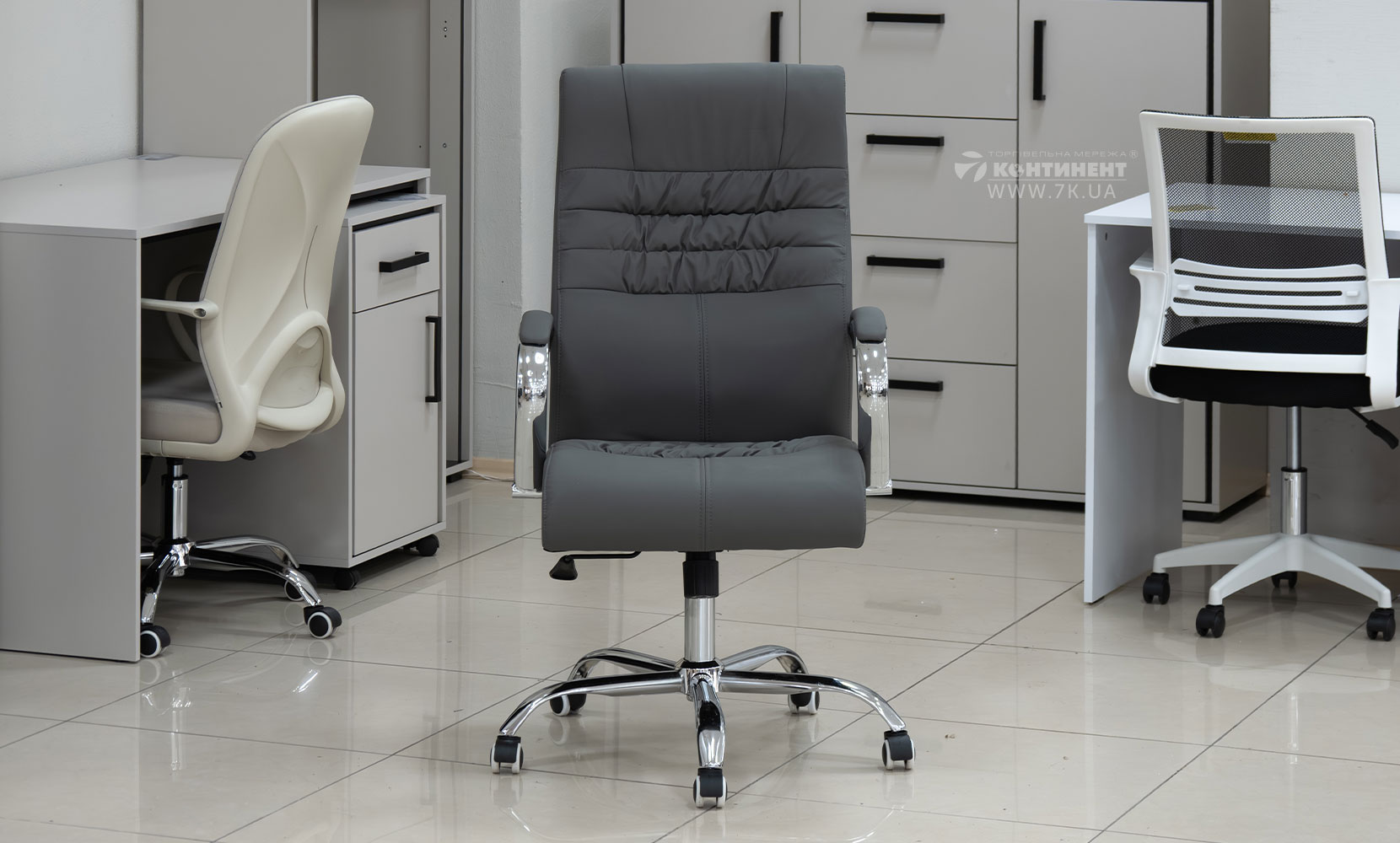 Офісне крісло Стілець офісний Лінк сірий - фото 3