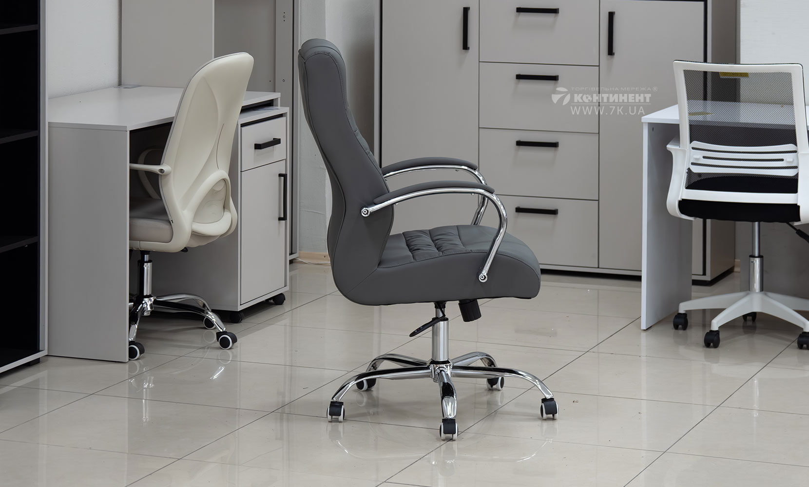 Офісне крісло Стілець офісний Лінк сірий - фото 4