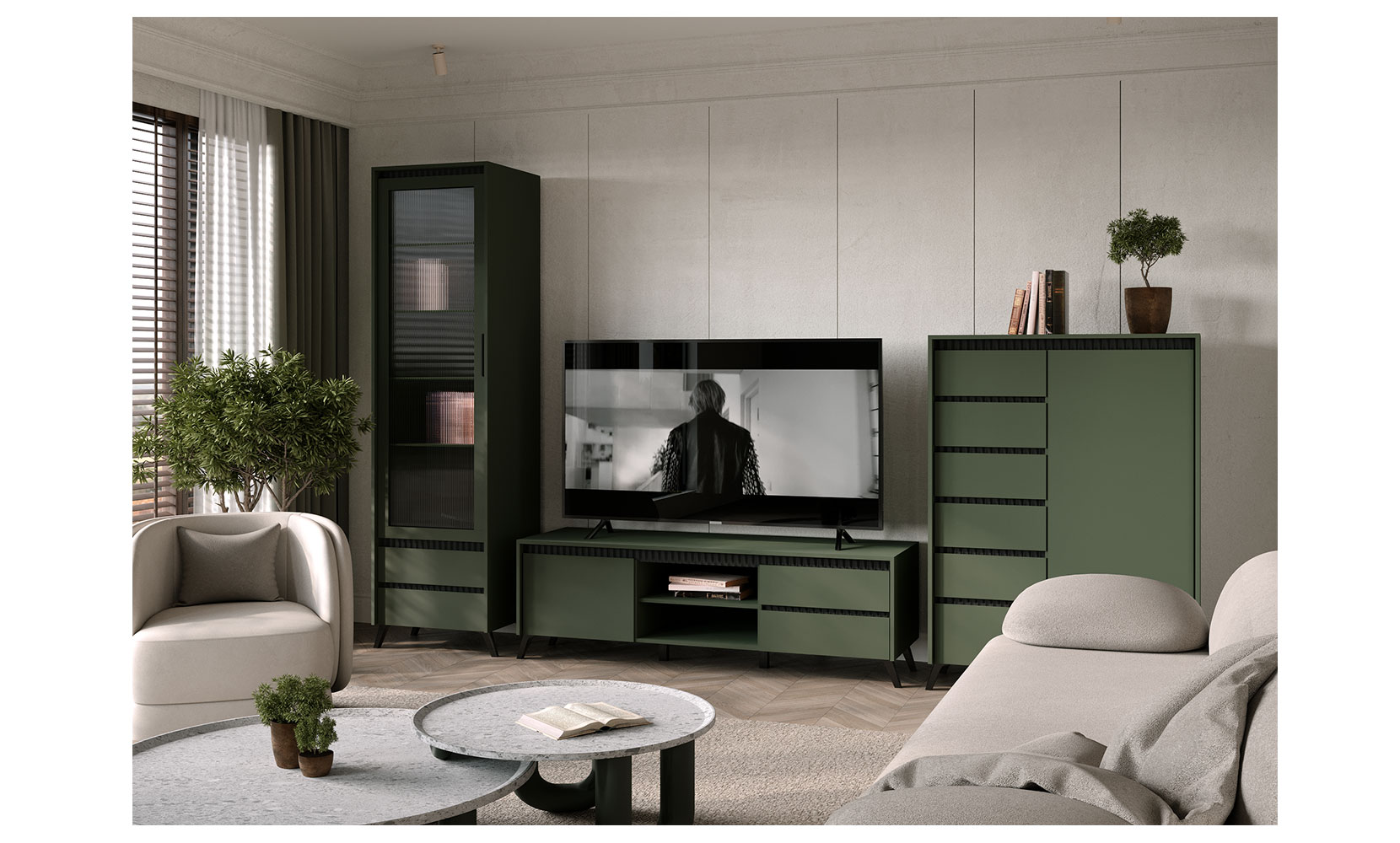 Тумба ТВ Лаундж 001 тумба RTV 1K2So Зелений димчастий / Чорний - фото 4