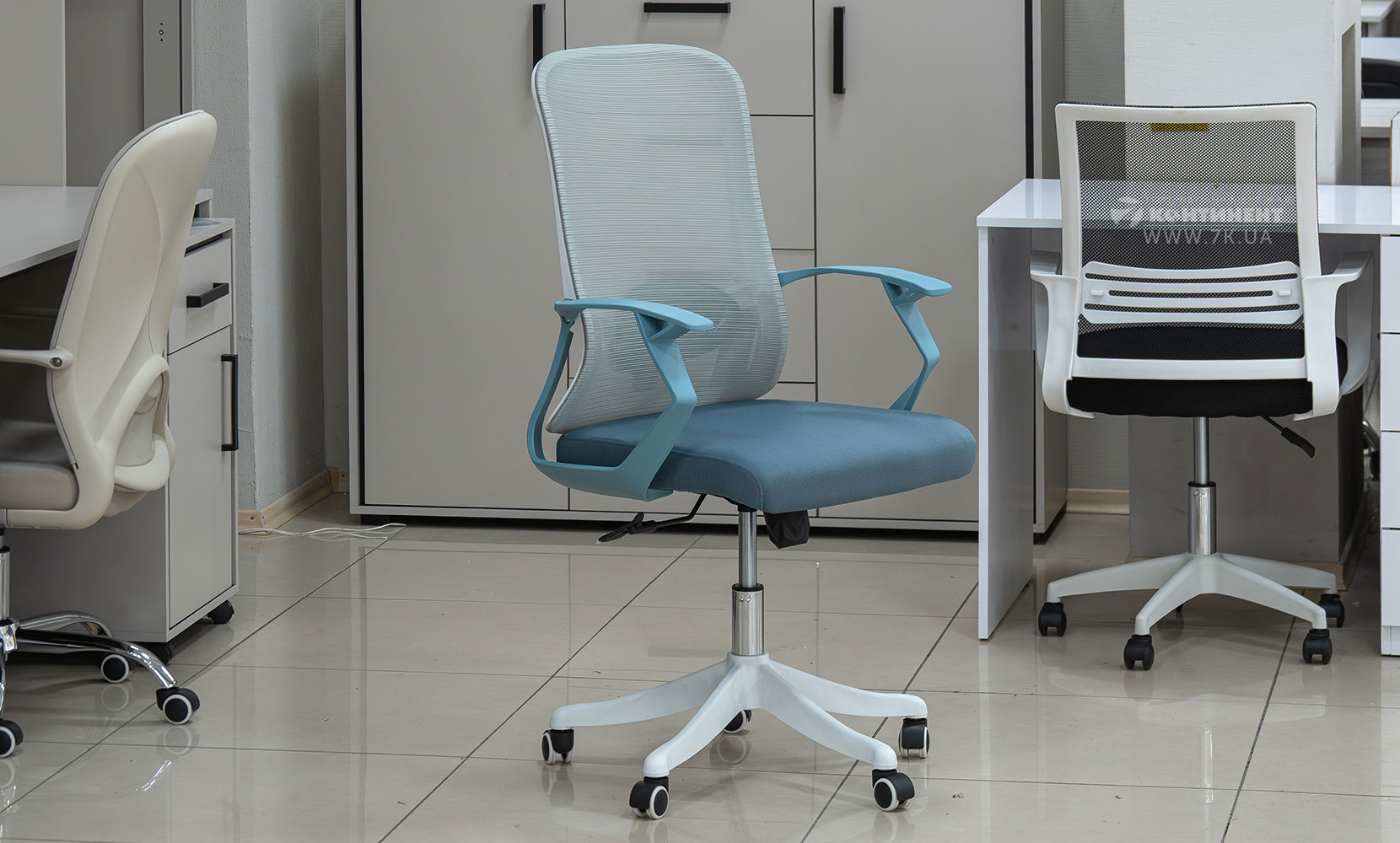 Офісне крісло Стілець офісний Уно сірий/аква - фото 2